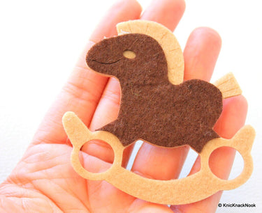 Dark Brown Rocking Horse Felt Applique Patch
